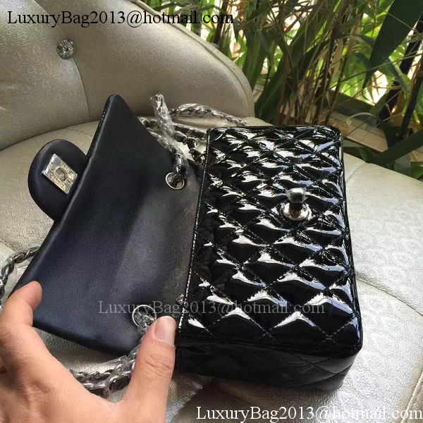 Chanel mini Classic Flap Bag Black Original Patent A1116 Silver Chanel mini Classic Flap Bag Black Original Patent A1116 Silver