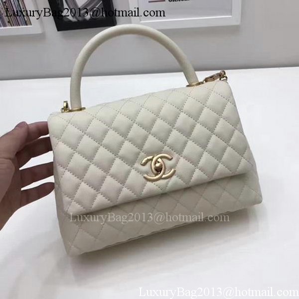 Chanel Classic Top Handle Bag OffWhite Sheepskin Leather A92991 Gold Chanel Classic Top Handle Bag OffWhite Sheepskin Leather A92991 Gold