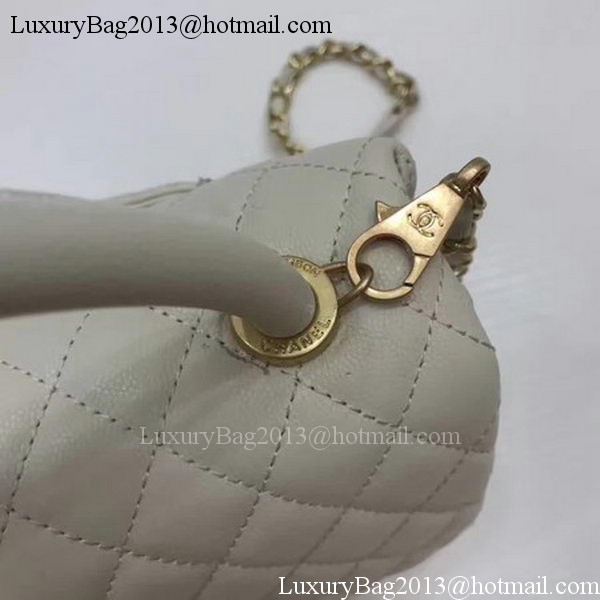 Chanel Classic Top Handle Bag OffWhite Sheepskin Leather A92991 Gold Chanel Classic Top Handle Bag OffWhite Sheepskin Leather A92991 Gold