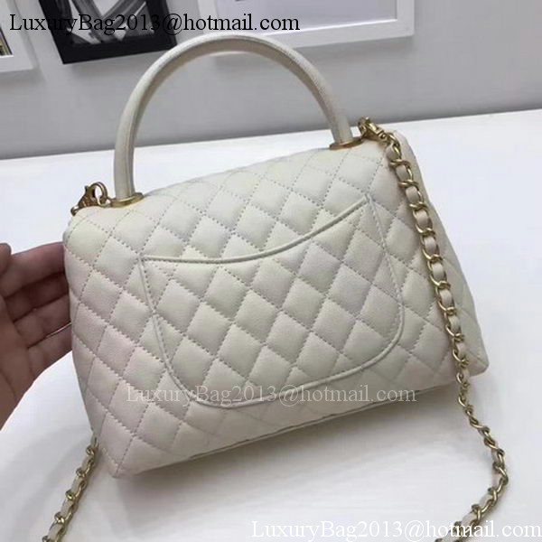 Chanel Classic Top Handle Bag OffWhite Sheepskin Leather A92991 Gold Chanel Classic Top Handle Bag OffWhite Sheepskin Leather A92991 Gold