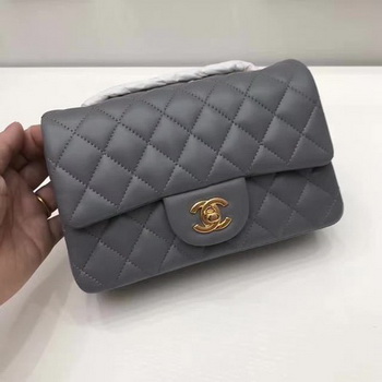 Chanel mini Classic Flap Bag Original Sheepskin Leather A1116 Grey Chanel mini Classic Flap Bag Original Sheepskin Leather A1116 Grey