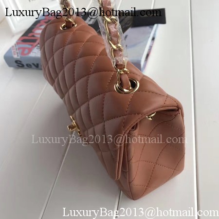 Chanel mini Classic Flap Bag Brown Original Sheepskin Leather A1116 Gold Chanel mini Classic Flap Bag Brown Original Sheepskin Leather A1116 Gold