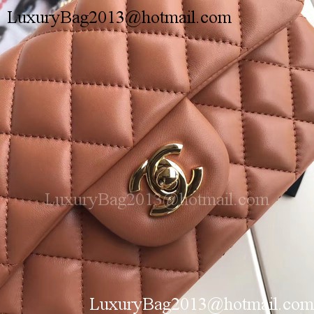 Chanel mini Classic Flap Bag Brown Original Sheepskin Leather A1116 Gold Chanel mini Classic Flap Bag Brown Original Sheepskin Leather A1116 Gold