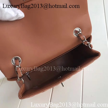 Chanel mini Classic Flap Bag Brown Original Sheepskin Leather A1116 Silver Chanel mini Classic Flap Bag Brown Original Sheepskin Leather A1116 Silver