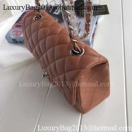 Chanel mini Classic Flap Bag Brown Original Sheepskin Leather A1116 Silver Chanel mini Classic Flap Bag Brown Original Sheepskin Leather A1116 Silver
