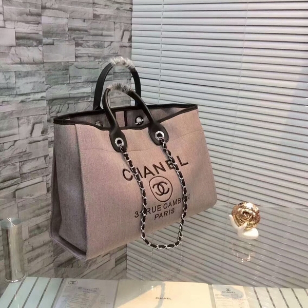 Chanel Large Canvas Tote Shopping Bag CNA1679 Grey Chanel Large Canvas Tote Shopping Bag CNA1679 Grey