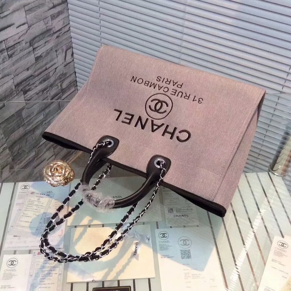 Chanel Large Canvas Tote Shopping Bag CNA1679 Grey Chanel Large Canvas Tote Shopping Bag CNA1679 Grey