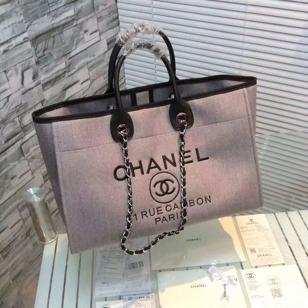Chanel Large Canvas Tote Shopping Bag CNA1679 Grey Chanel Large Canvas Tote Shopping Bag CNA1679 Grey