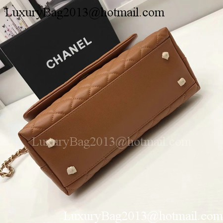 Chanel Classic Top Handle Bag Brown Original Leather A92991 Gold Chanel Classic Top Handle Bag Brown Original Leather A92991 Gold