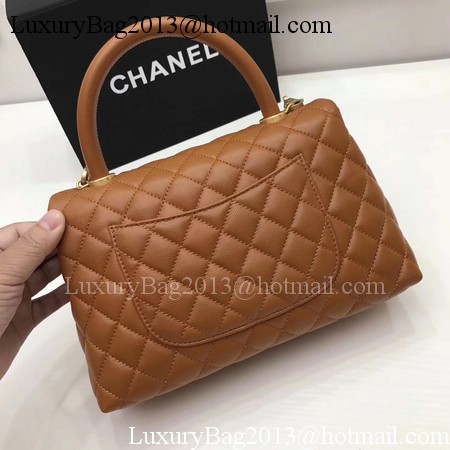 Chanel Classic Top Handle Bag Brown Original Leather A92991 Gold Chanel Classic Top Handle Bag Brown Original Leather A92991 Gold