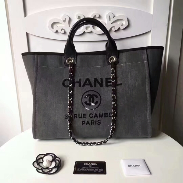 Chanel Medium Original Canvas Leather Tote Shopping Bag 66941A Chanel Medium Original Canvas Leather Tote Shopping Bag 66941A