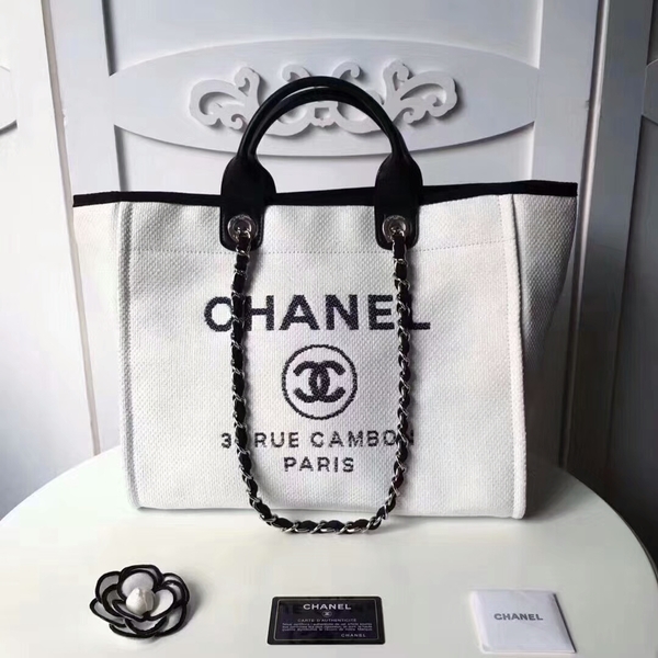 Chanel Medium Original Canvas Leather Tote Shopping Bag 66941C Chanel Medium Original Canvas Leather Tote Shopping Bag 66941C