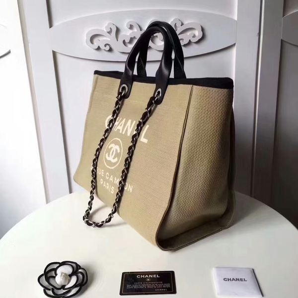 Chanel Medium Original Canvas Leather Tote Shopping Bag 66941I Chanel Medium Original Canvas Leather Tote Shopping Bag 66941I