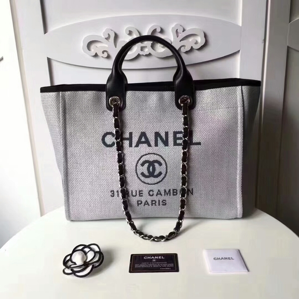 Chanel Medium Original Canvas Leather Tote Shopping Bag 66941J Chanel Medium Original Canvas Leather Tote Shopping Bag 66941J