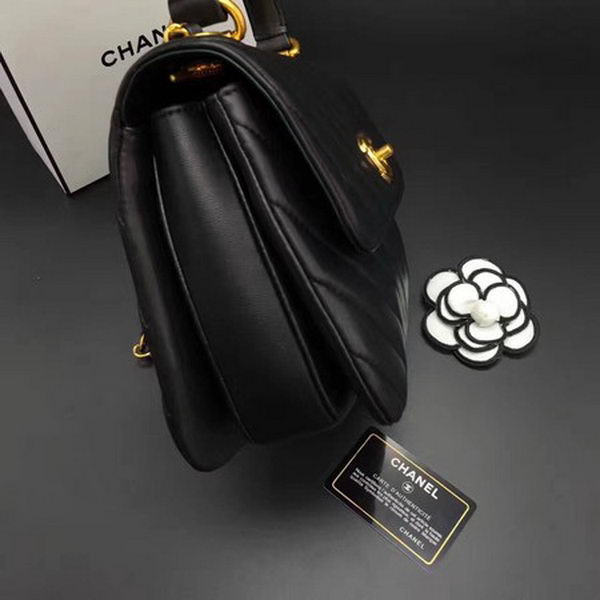 Chanel Classic Top Handle Bag Chevron Sheepskin Leather CHA2371 Black Chanel Classic Top Handle Bag Chevron Sheepskin Leather CHA2371 Black