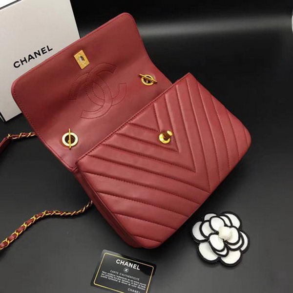 Chanel Classic Top Handle Bag Chevron Sheepskin Leather CHA2371 Red Chanel Classic Top Handle Bag Chevron Sheepskin Leather CHA2371 Red