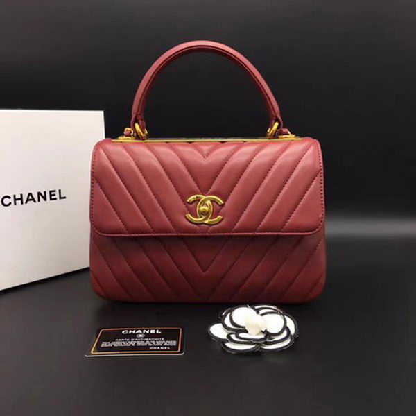 Chanel Classic Top Handle Bag Chevron Sheepskin Leather CHA2371 Red Chanel Classic Top Handle Bag Chevron Sheepskin Leather CHA2371 Red