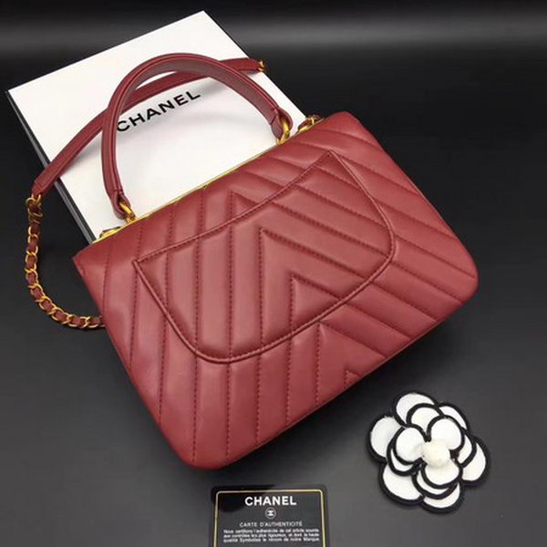 Chanel Classic Top Handle Bag Chevron Sheepskin Leather CHA2371 Red Chanel Classic Top Handle Bag Chevron Sheepskin Leather CHA2371 Red