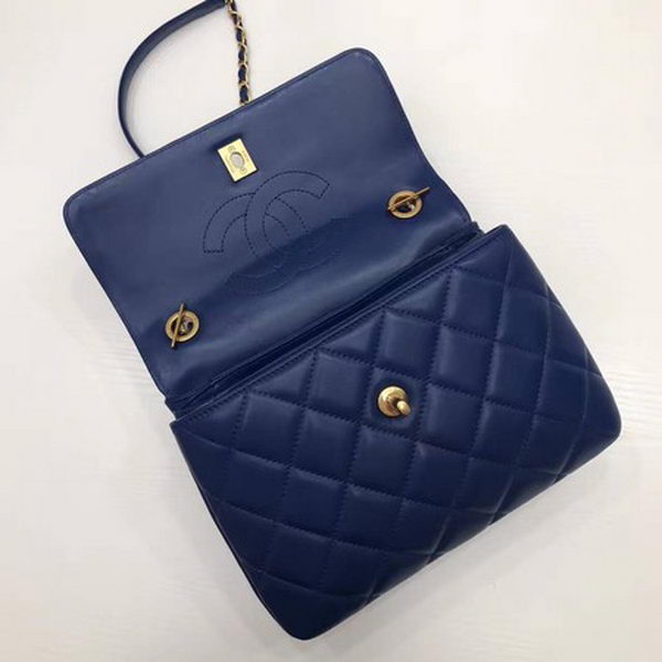 Chanel Classic Top Handle Bag Sheepskin Leather CHA2371 Blue Chanel Classic Top Handle Bag Sheepskin Leather CHA2371 Blue