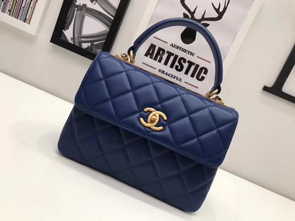 Chanel Classic Top Handle Bag Sheepskin Leather CHA2371 Blue Chanel Classic Top Handle Bag Sheepskin Leather CHA2371 Blue