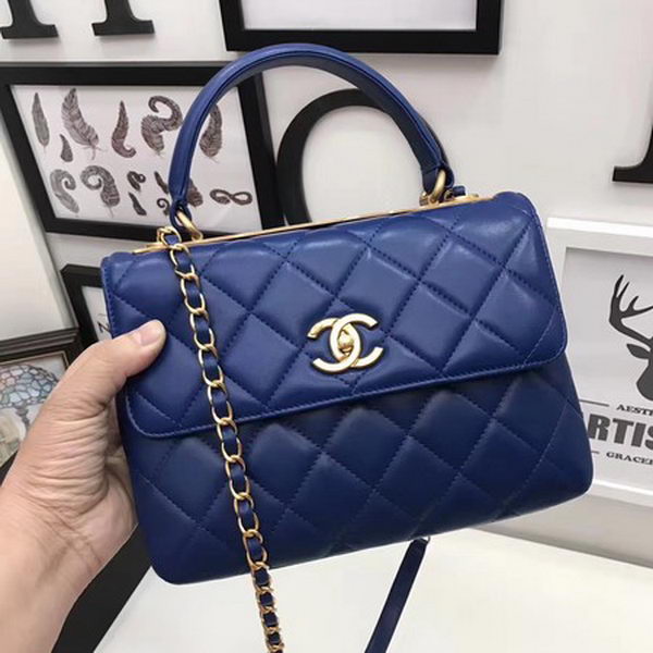 Chanel Classic Top Handle Bag Sheepskin Leather CHA2371 Blue Chanel Classic Top Handle Bag Sheepskin Leather CHA2371 Blue