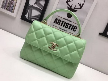Chanel Classic Top Handle Bag Sheepskin Leather CHA2371 Green Chanel Classic Top Handle Bag Sheepskin Leather CHA2371 Green
