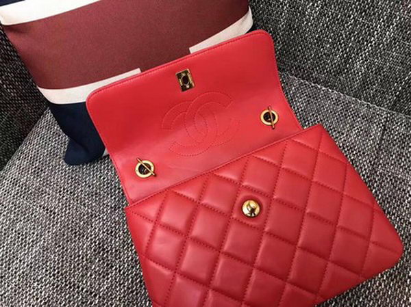 Chanel Classic Top Handle Bag Sheepskin Leather CHA2371 Red Chanel Classic Top Handle Bag Sheepskin Leather CHA2371 Red