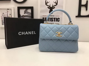 Chanel Classic Top Handle Bag Sheepskin Leather CHA2371 SkyBlue Chanel Classic Top Handle Bag Sheepskin Leather CHA2371 SkyBlue