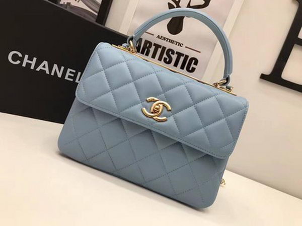 Chanel Classic Top Handle Bag Sheepskin Leather CHA2371 SkyBlue Chanel Classic Top Handle Bag Sheepskin Leather CHA2371 SkyBlue