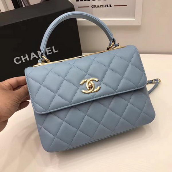 Chanel Classic Top Handle Bag Sheepskin Leather CHA2371 SkyBlue Chanel Classic Top Handle Bag Sheepskin Leather CHA2371 SkyBlue