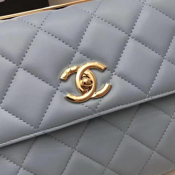 Chanel Classic Top Handle Bag Sheepskin Leather CHA2371 SkyBlue Chanel Classic Top Handle Bag Sheepskin Leather CHA2371 SkyBlue