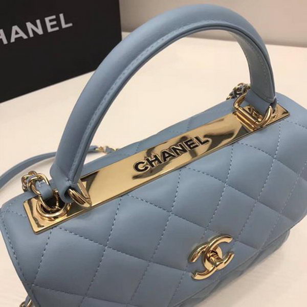Chanel Classic Top Handle Bag Sheepskin Leather CHA2371 SkyBlue Chanel Classic Top Handle Bag Sheepskin Leather CHA2371 SkyBlue