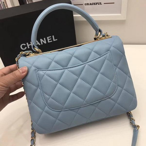Chanel Classic Top Handle Bag Sheepskin Leather CHA2371 SkyBlue Chanel Classic Top Handle Bag Sheepskin Leather CHA2371 SkyBlue