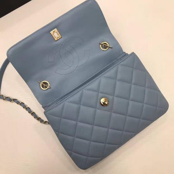 Chanel Classic Top Handle Bag Sheepskin Leather CHA2371 SkyBlue Chanel Classic Top Handle Bag Sheepskin Leather CHA2371 SkyBlue