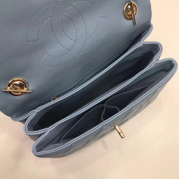 Chanel Classic Top Handle Bag Sheepskin Leather CHA2371 SkyBlue Chanel Classic Top Handle Bag Sheepskin Leather CHA2371 SkyBlue