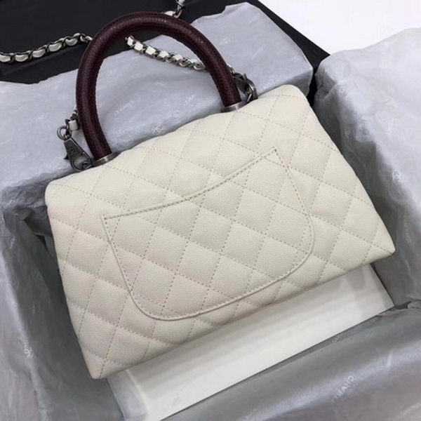 Chanel Classic Top Handle Bag White Cannage Pattern A92290 Red Chanel Classic Top Handle Bag White Cannage Pattern A92290 Red