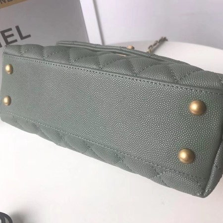 Chanel original Caviar leather flap bag top handle A92990 Blackish green