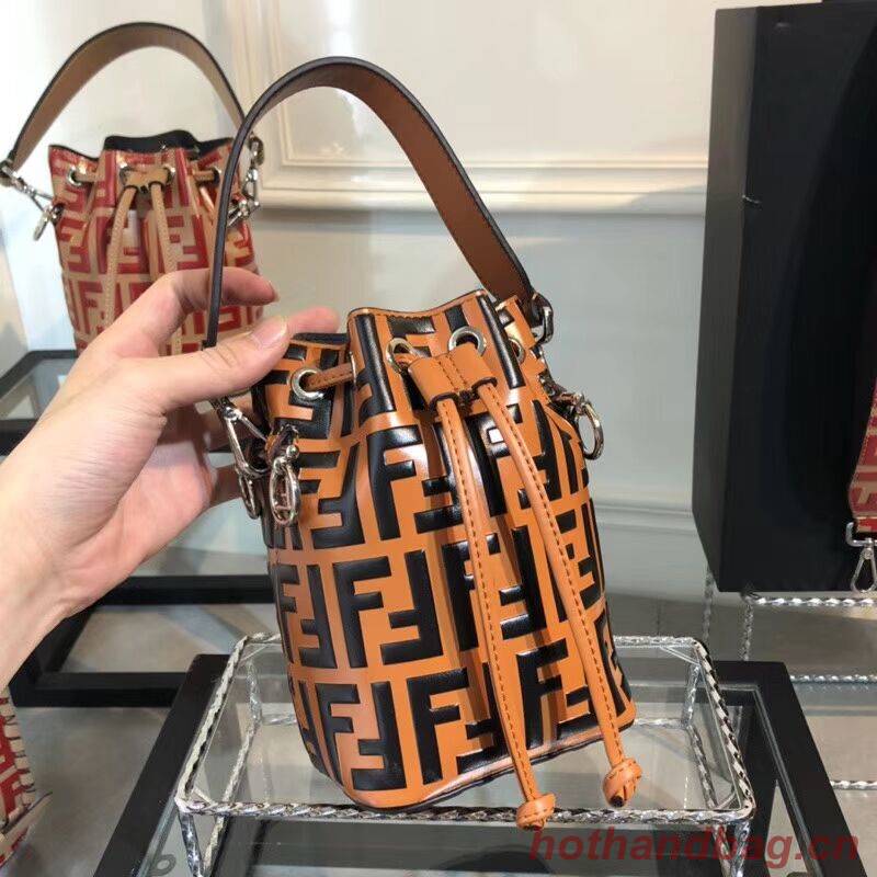 Fendi KAN I LOGO Handbag F0835 brown Fendi KAN I LOGO Handbag F0835 brown
