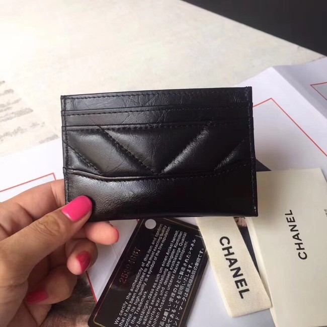 Chanel card holder Aged Calfskin A84386 black