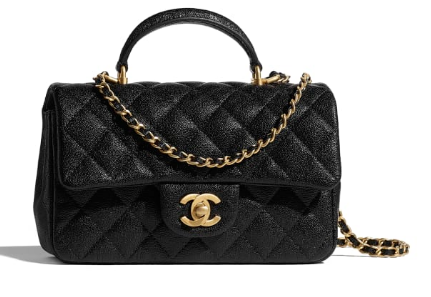 CHANEL mini flap bag with top handle AS2431 black CHANEL mini flap bag with top handle AS2431 black