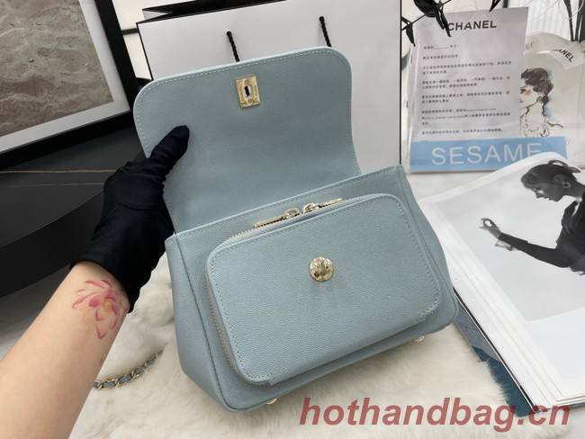 Chanel small flap bag Calfskin & Gold-Tone Metal A93749 sky blue