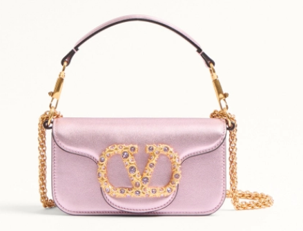 VALENTINO LOCO Small handbag in laminated calfskin WB0K53 pink