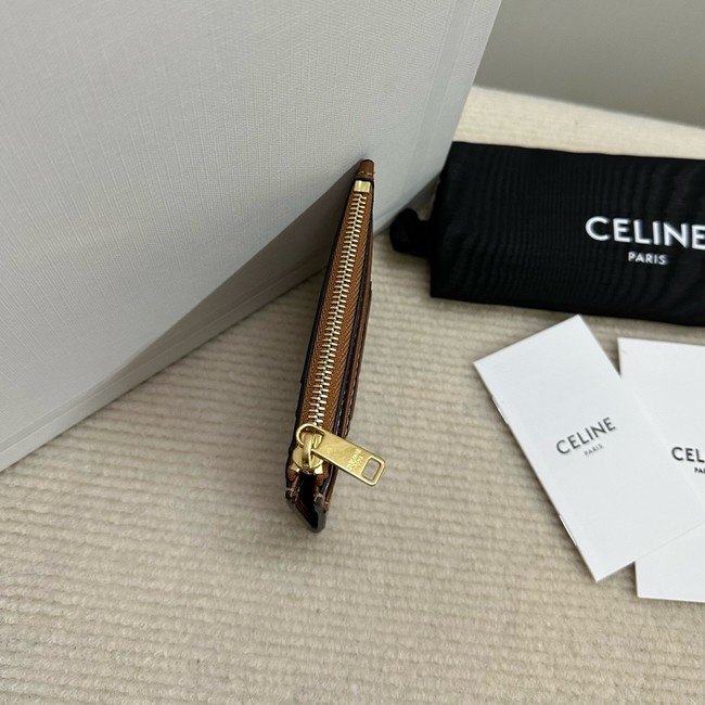 Celine ZIPPED CARD HOLDER IN SMOOTH LAMBSKIN 10K583 tan 