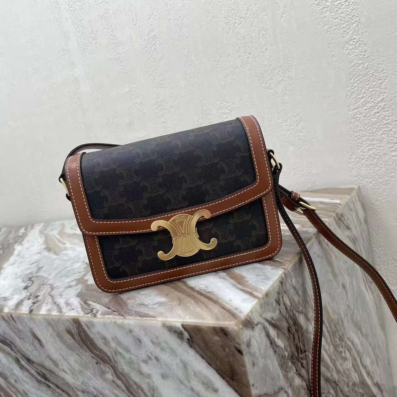 CELINE TEEN NINO BAG IN TRIOMPHE CANVAS 188423 brown