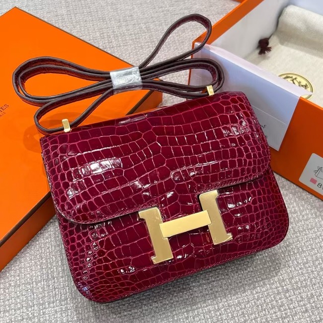 Hermes Constance Bag Nile crocodile leather 2701 burgundy