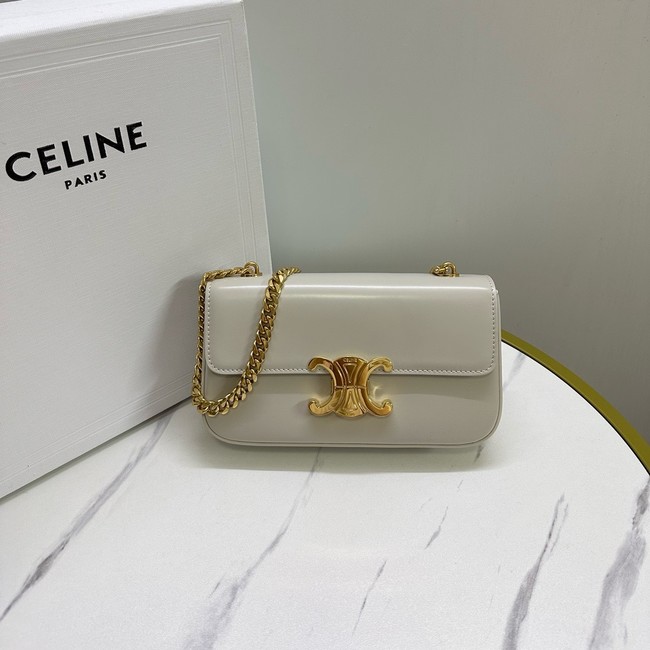 Celine CHAIN SHOULDER BAG TRIOMPHE IN SHINY CALFSKIN 197992 white