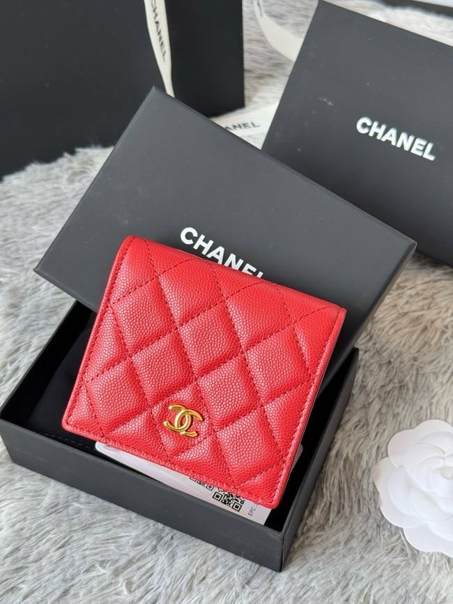 Chanel Leather Wallet A84058 red