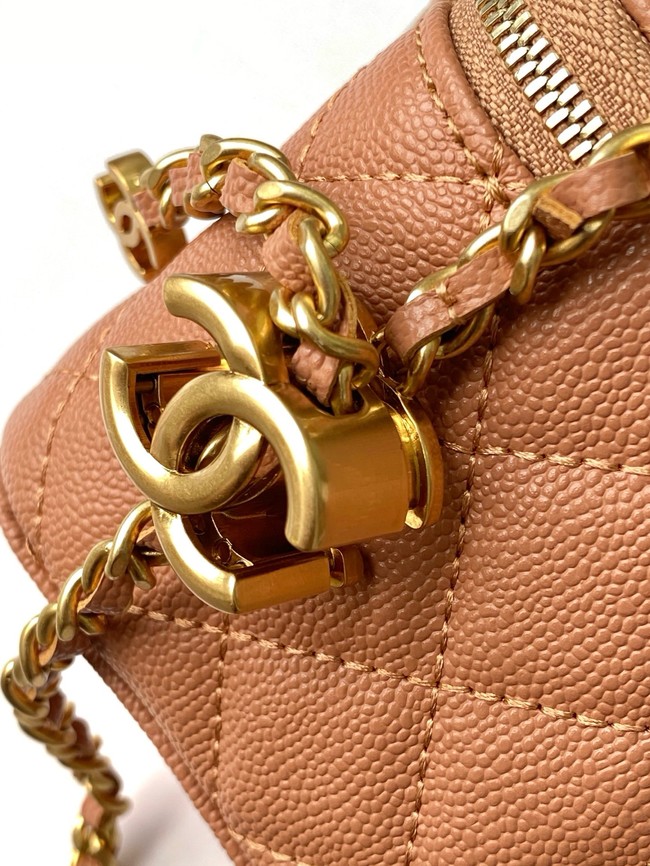CHANEL Grained Calfskin Small Vanity with Chain AP3941 Camel