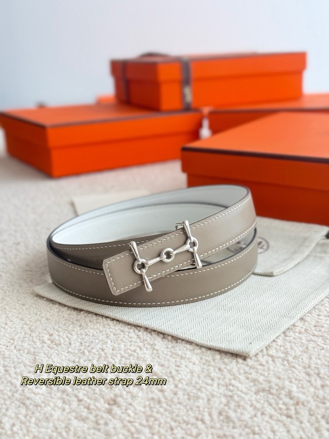 Hermes Swift & Epsom calfskin double-sided leather belt 65986