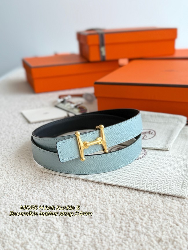 Hermes Epsom calfskin double-sided leather belt 65996